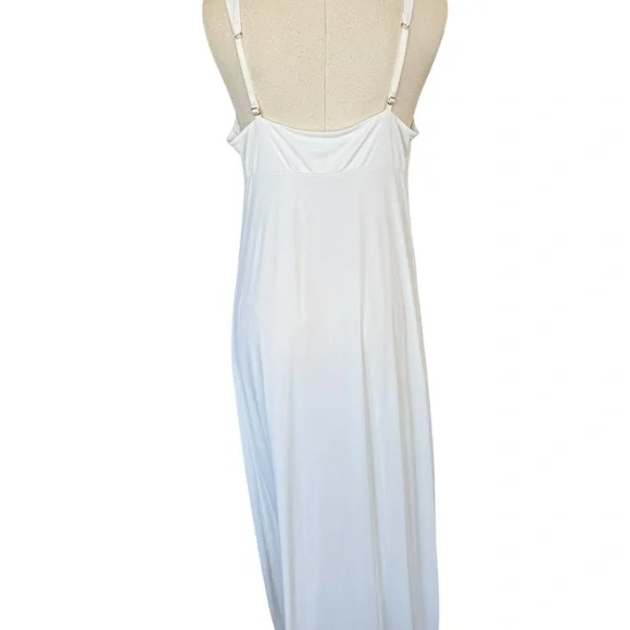 Natori White V-Neck Maxi Chemise Adjustable Strap Marilynn Monroe Style Gown - Picture 5 of 9